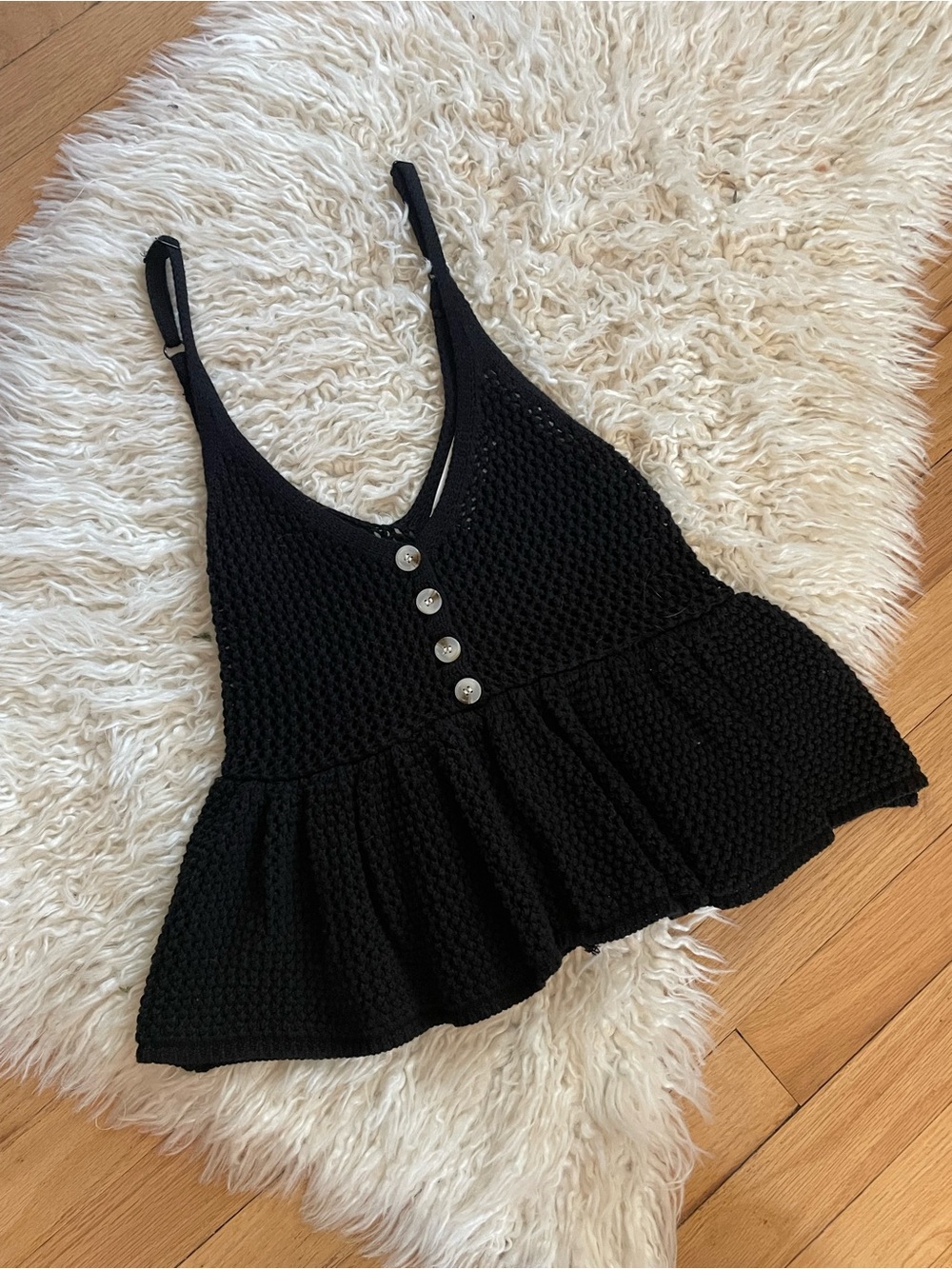 No Boundaries Black Knit Peplum Crop Tank